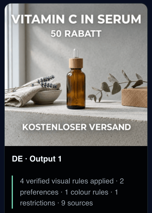 German market cultural adaptation showcase - Vitamin C Serum localized with real German buyer keywords and culture-safe aesthetics